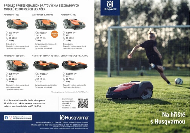 Robotické sekačky Husqvarna pro fotbalové a Golfové hřiště Smart zahrady AKCE
